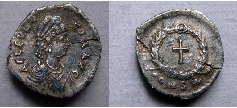 Eudocia - Siliqua vrouw van Theodosius II R3 zeer zeldzaam! (Au2005)