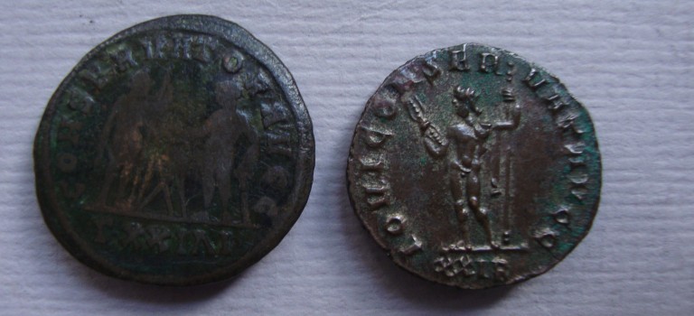 2 romeinse munten:  Maximianus, Diocletianus (S2227)