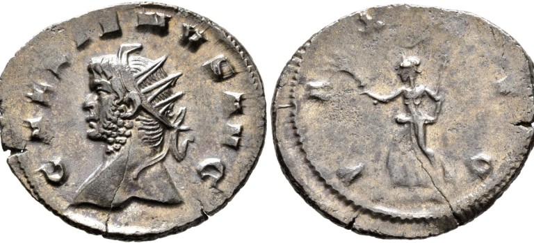 Gallienus -  rennende Pax met linker buste zeer zeldzaam! (S2246)