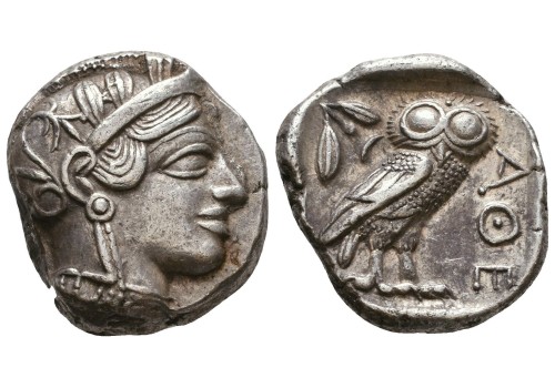 Griekse zilveren Tetradrachme met uiltje! Prachtig exemplaar! (S2247)