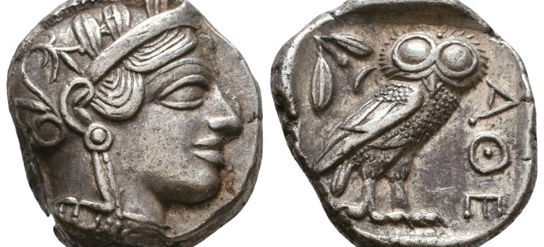 Griekse zilveren Tetradrachme met uiltje! Prachtig exemplaar! (S2247)
