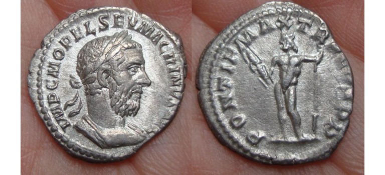 Macrinus - denarius Jupiter bijna prachtig!  (1034)
