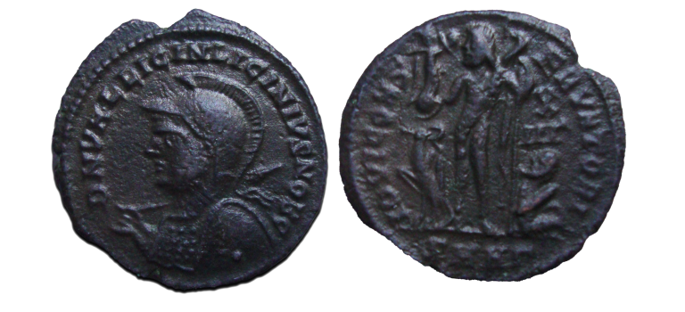 Licinius II - caesar met hem, schild en speer!  (AP2315)