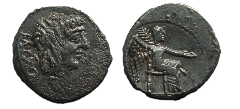 Romeinse republiek - quinarius M. Cato 89 v. Chr. (AP2380)