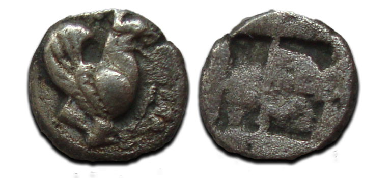 Griekse munten - zilveren obool Griffioen  (AP23125)
