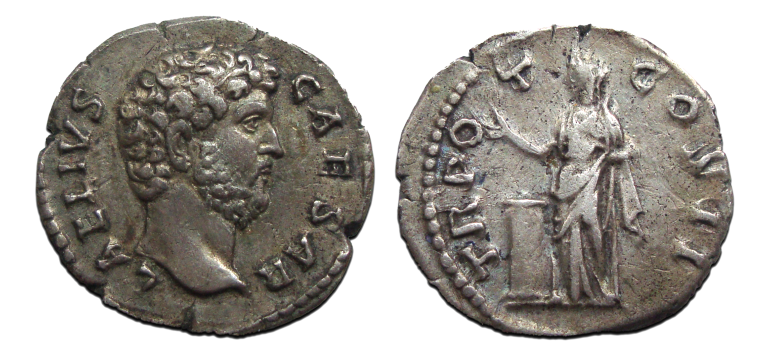 Aelius  - zeldzame Caesar SALUS denarius! (AU23142)