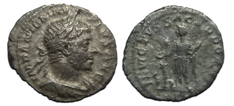Elagabalus- denarius INVICTVS SACERDOS (AU2346)