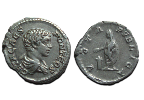Geta - denarius VOTA PVBLICA (AU2347)