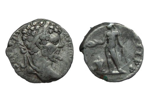 Septimius Severus - Genius denarius klein muntplaatje (AU2351)