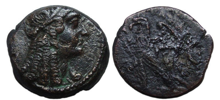 Ptolomeus V - CLeoptra I als ISIS tetrobool uit 163-145 v Chr (AU2378) Ptolomeus V - CLeoptra I als ISIS tetrobool uit 163-145 v Chr (AU2378)
