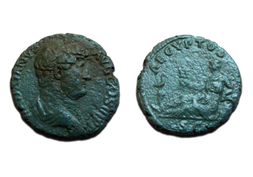 Hadrianus  - AS Egypte Reis-serie gewilde munt! (D2126)
