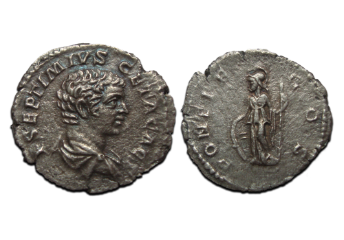 Geta - Pontif Cos denarius (D23107)