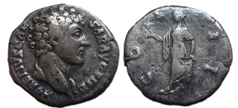 Marcus Aurelius- denarius SPES zeldzame buste! (D23116)