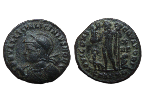 Licinius II - caesar met hem, schild en speer!  (D23133)