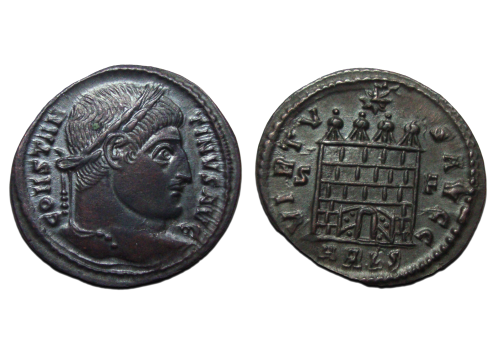 Constantine the great  -  Campgate with open doors  very rare! (F23101)