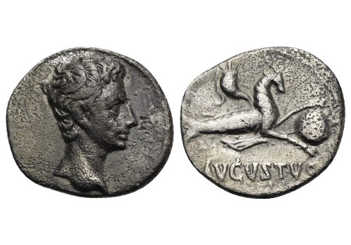 Augustus -  denarius Steenbok R2 zeer zeldzaam! (F2408)