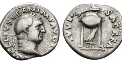 Vitellius - denarius driepoot met dolfijn en raaf zeldzaam! (F24112)