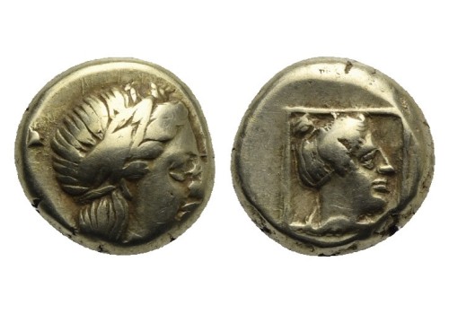 Griekse munten  - Hekte Lesbos Apollo Goud en Zilver (F2441)