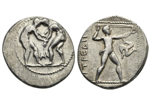 Greek coins - AR STATER wrestlers (JA23115)