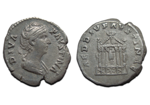 Faustina I - denarius Tempel schaars (D1710)