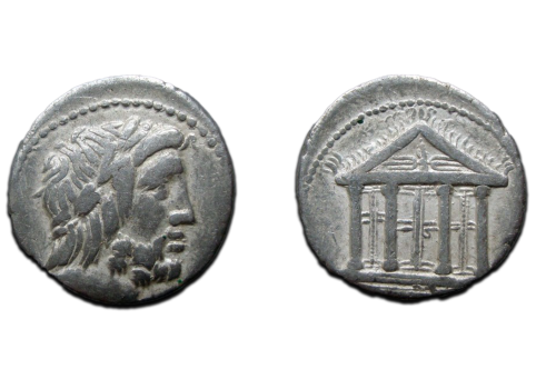 Romeinse republiek - denarius M. VOLTEIUS tempel 78 v. Chr. (JA22145)