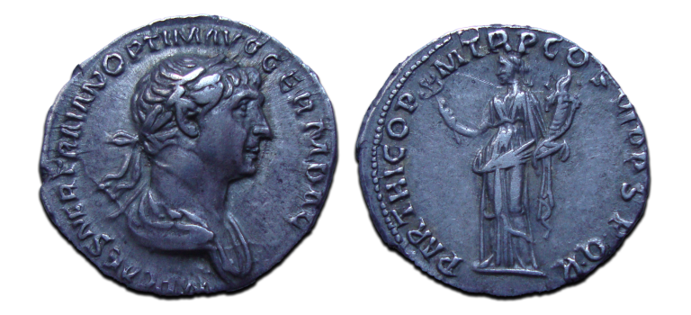 Trajanus- denarius Felicitas, mooie stijl (JA2384)