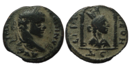 Elagabalus -  Cultbeeld Tyche in tempel (JA2399)