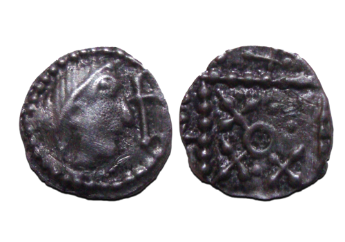 Zilveren Sceatta, vroegmiddeleeuws Anglo-Saxons Friese Terpvondst (JA2464)
