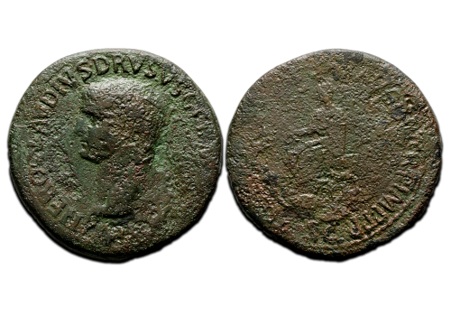 Nero Claudius Drusus - vader van Claudius ZELDZAME SESTERTIUS! (JA2467)