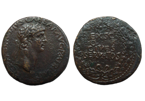 Claudius AS -  Sestertius CIVIC CROWN scarce! (JA2469)