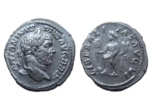 Caracalla -  Denarius LIBERALITAS VI scarce (JA2484)