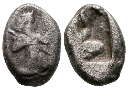 ACHAIMENIDISCHE rijk, zilveren siglos 5e-4e eeuw boogschutter! (JUL2309)