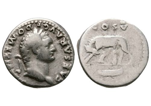 Domitianus - denarius She wolf Remus and Romulus! (JUl2314)