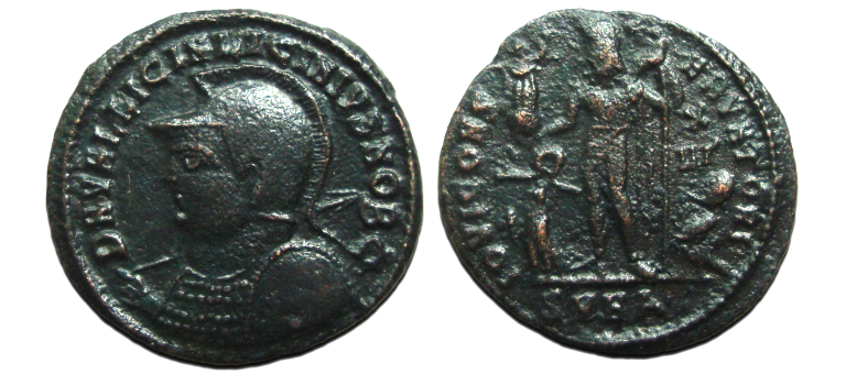 Licinius II - caesar met hem, schild en speer!  (JUL2373)
