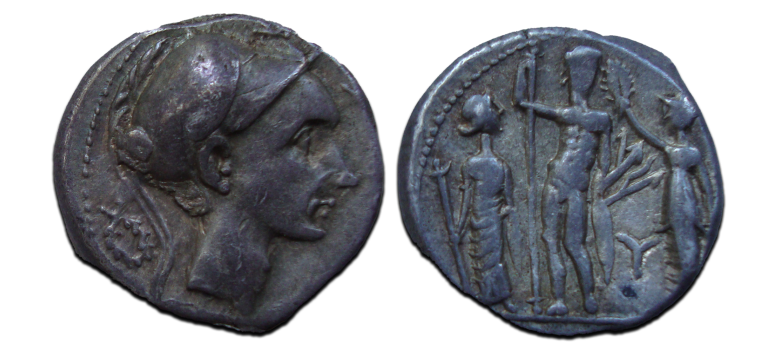 Romeinse republiek -  denarius koning Aretas met kameel 58 v. Chr. (JUN23131)