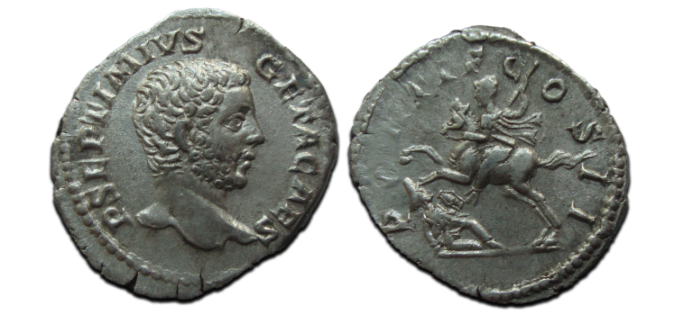 Geta - denarius keizer in gevechtsscene zeldzaam! (JUN2316)