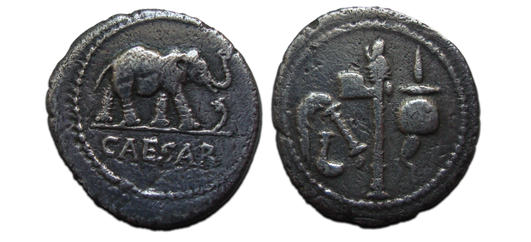 Julius Caesar - denarius OLIFANT gezocht! (JUN2359)