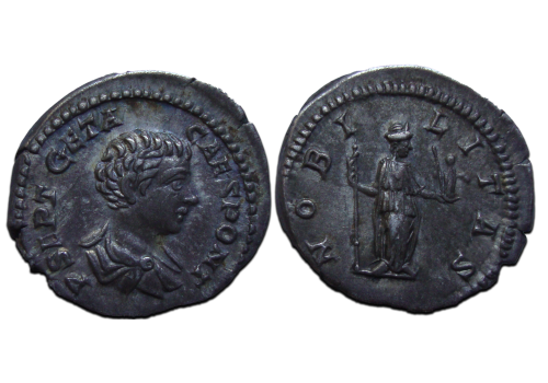 Geta - denarius NOBILITAS prachtig!  (JUN2377)