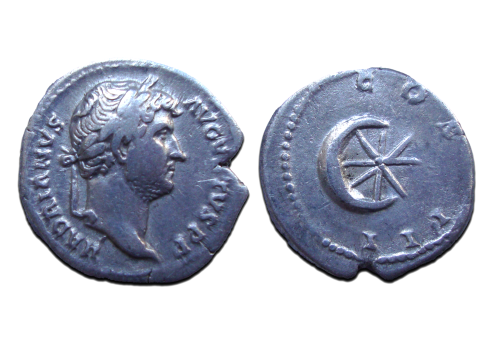 Hadrianus - denarius halve maan met een ster, Turkse vlag! (MA2309) Hadrianus - denarius halve maan met een ster, Turkse vlag! (MA2309)