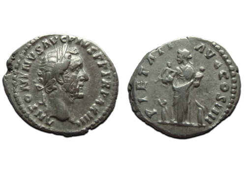 Antoninus Pius - denarius Pietas reverse Faustina with children (MA23104)
