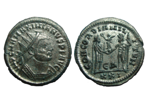 Maximianus  - verzilverde Antoninianus CONCORDIA MILITVM! (MA2442)