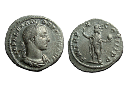 Severus Alexander - denarius Sol met globus (MA2444)
