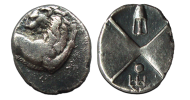Griekse munten - Hemidrachme met leeuw PRACHTIG!  (ME2318) 