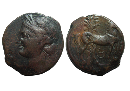 Phoenician coins - Carthage Trishekel second punic war! (ME2332)