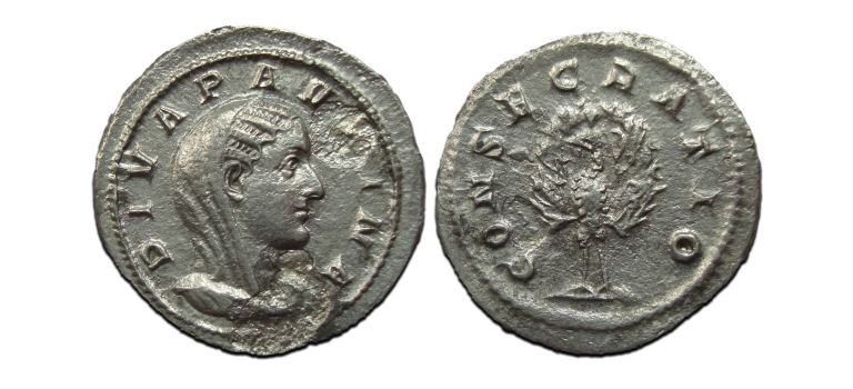 Paulina - Denarius vrouw van Maximinus I zeer zeldzaam! (ME2339)