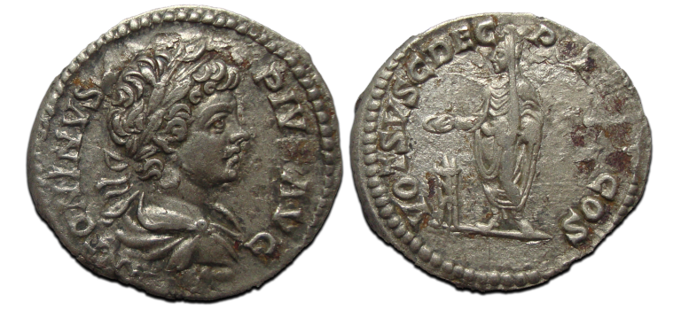 Caracalla - denarius offerende keizer SCHAARS (ME2348)