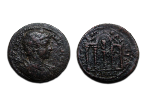 Caracalla -  Isaura rare mint and interesting Tempel reverse (N2138)