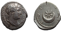 Hadrianus  - denarius halve maan met een ster, Turkse vlag! (N2158)
