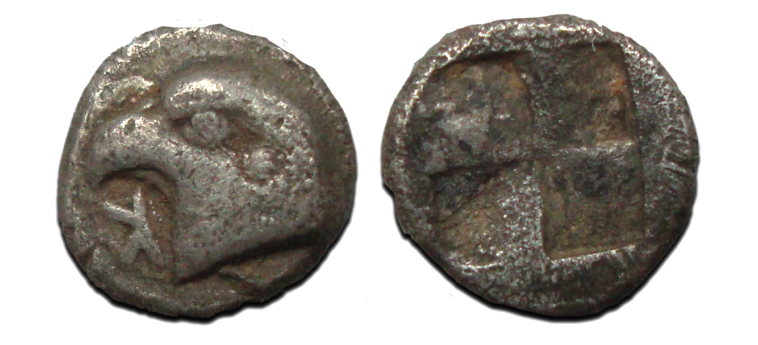 Griekse munten - kop van adelaar 480 - 450 voor Christus (N2312) - Kyme