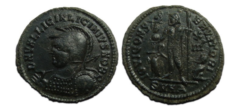 Licinius II - caesar met hem, schild en speer!  (O23100)